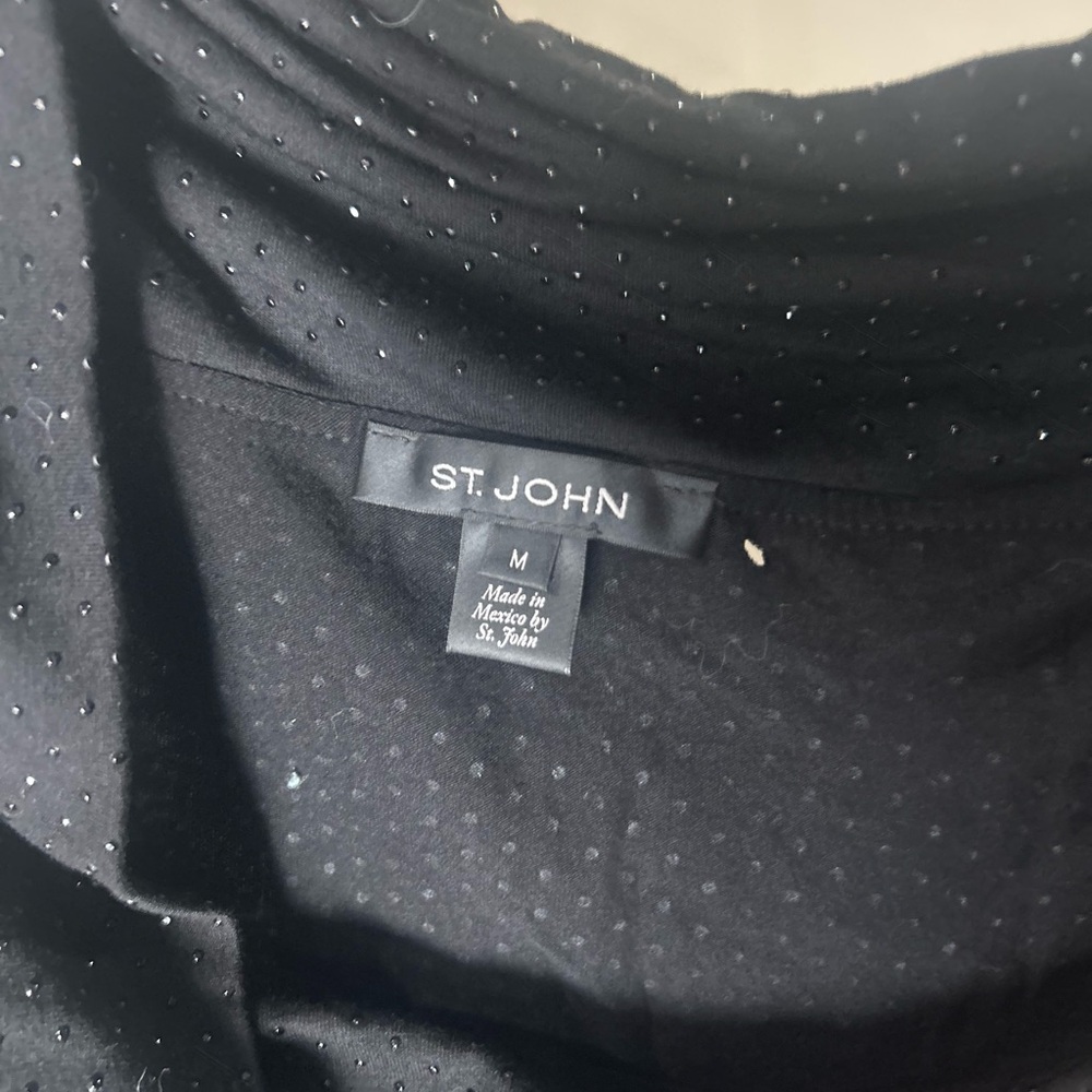 St. John Knit Black Sparkle Evening Top Medium - Picture 7 of 8